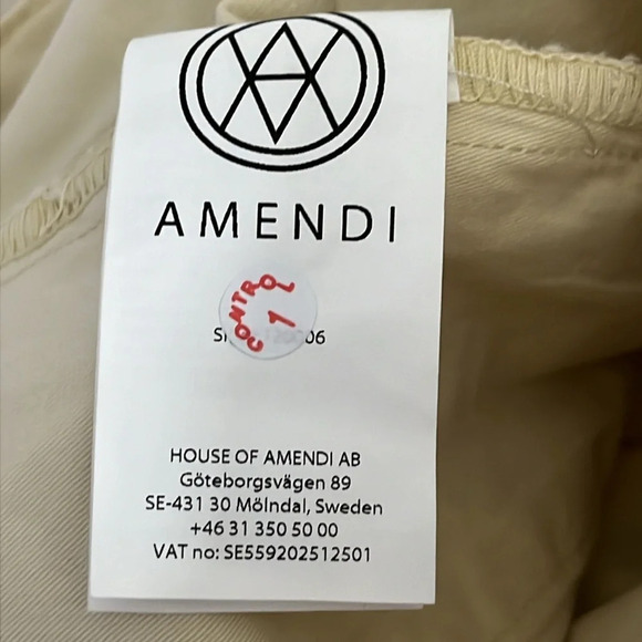 Amendi Gunnar in Light Beige Organic Cotton Pleat Front Button Fly Pants - Sz 32 - Picture 9 of 11